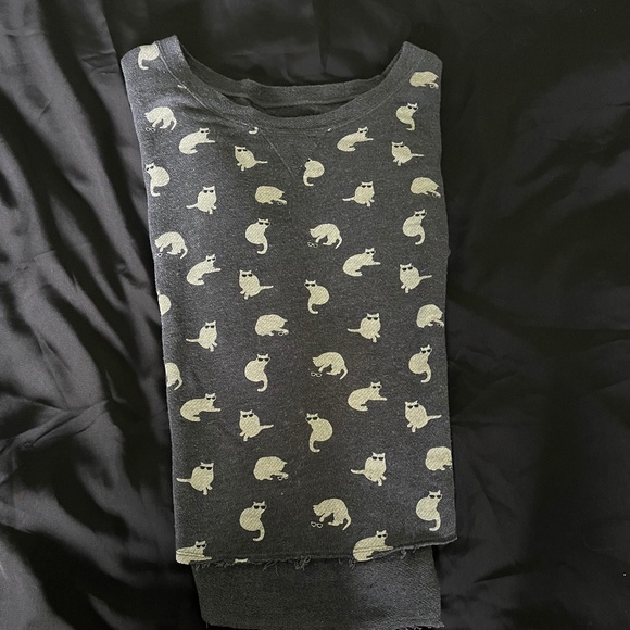 Vans Cat Motif Charcoal Gray Soft Lightweight Pullover Top Size Small - Picture 7 of 7